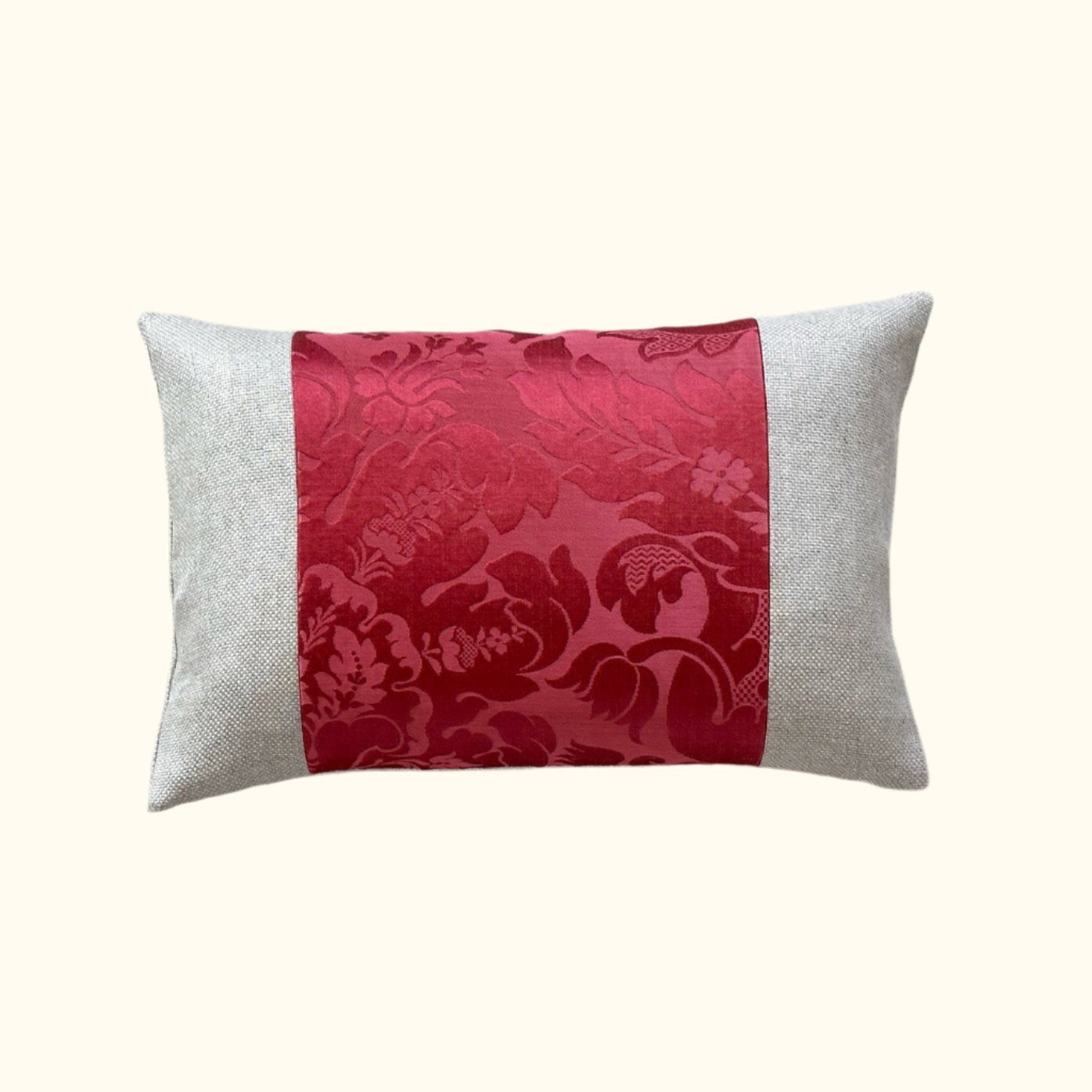 Antique Silk Damask c.1800's Pillow - 11" x 17" - Europe - 207a