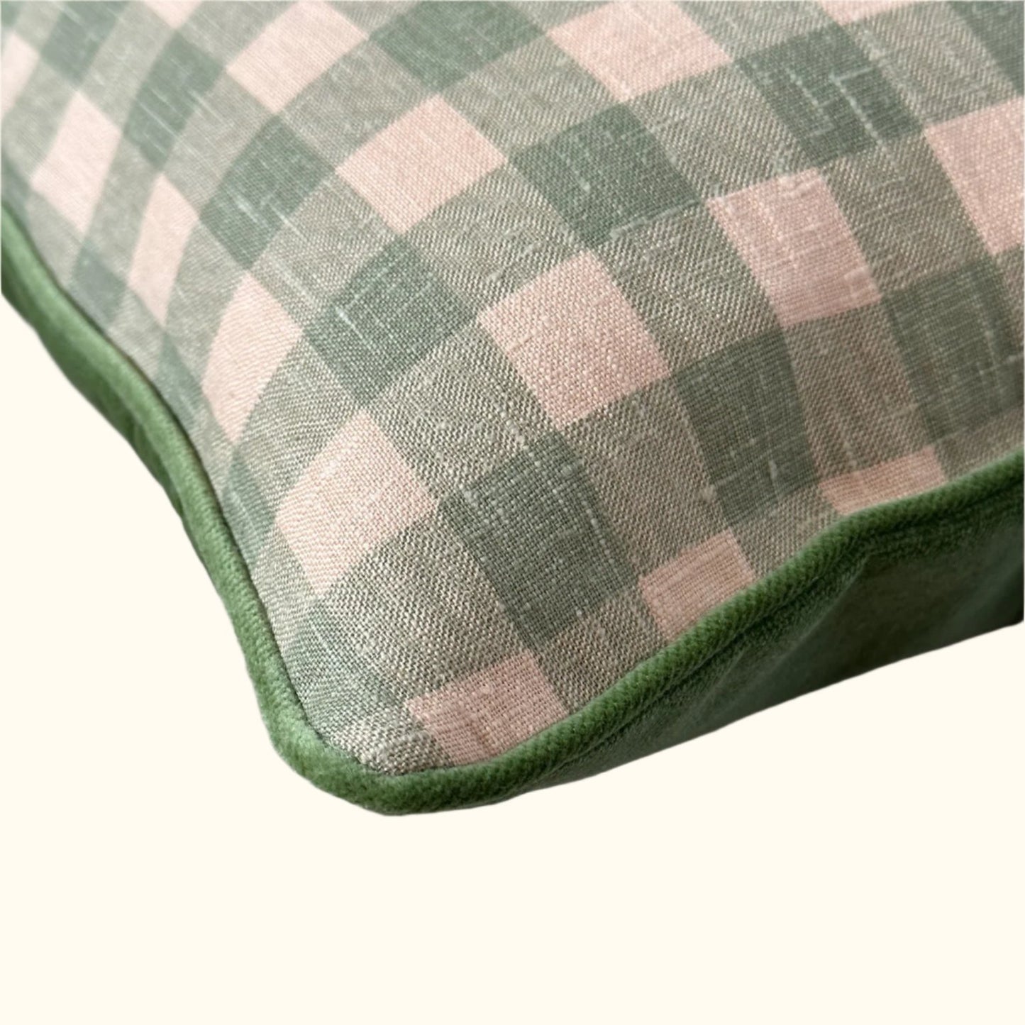 Linen Check Pillow - 16" x 24" - USA - 215a
