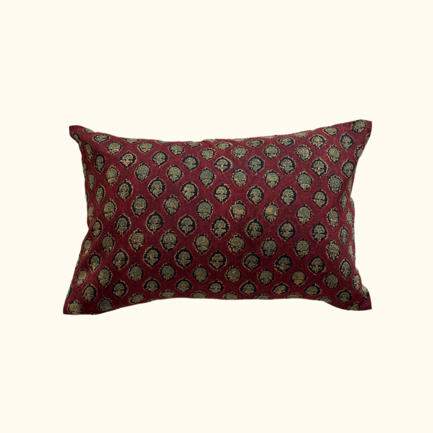 Woven / Block Printed Sari Pillow - 13x20 - India - 224a