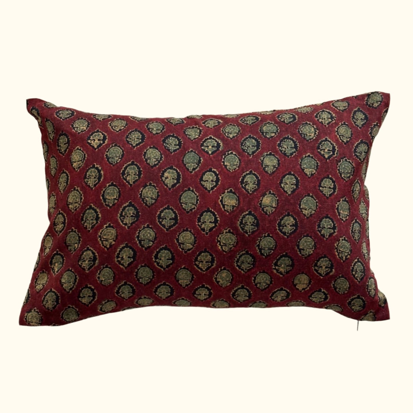 Woven / Block Printed Sari Pillow - 13x20 - India - 224b