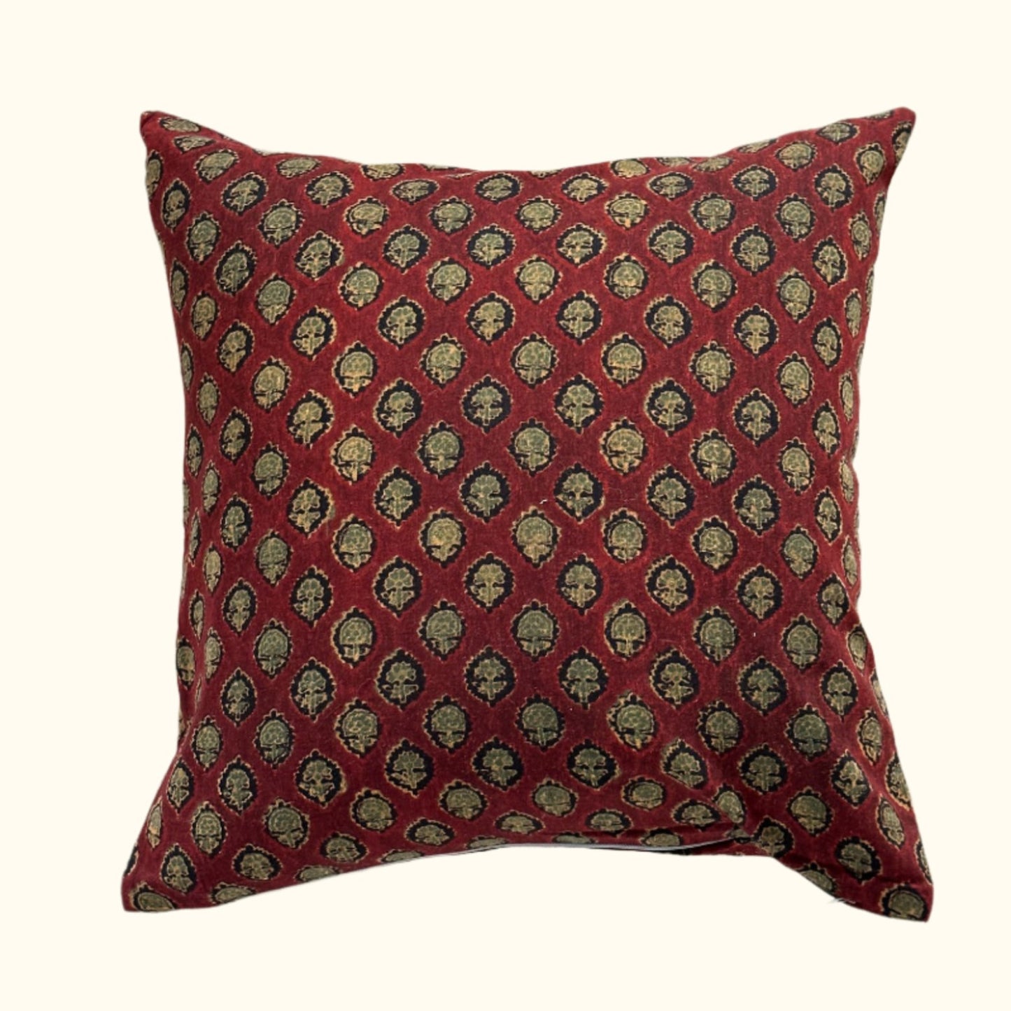 Woven / Block Printed Sari Pillow - 20x20 - India - 225b