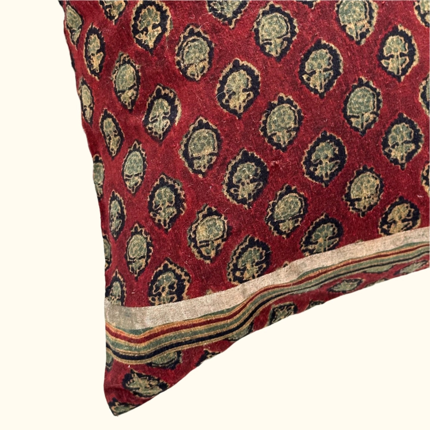 Woven / Block Printed Sari Pillow - 20x20 - India - 225b