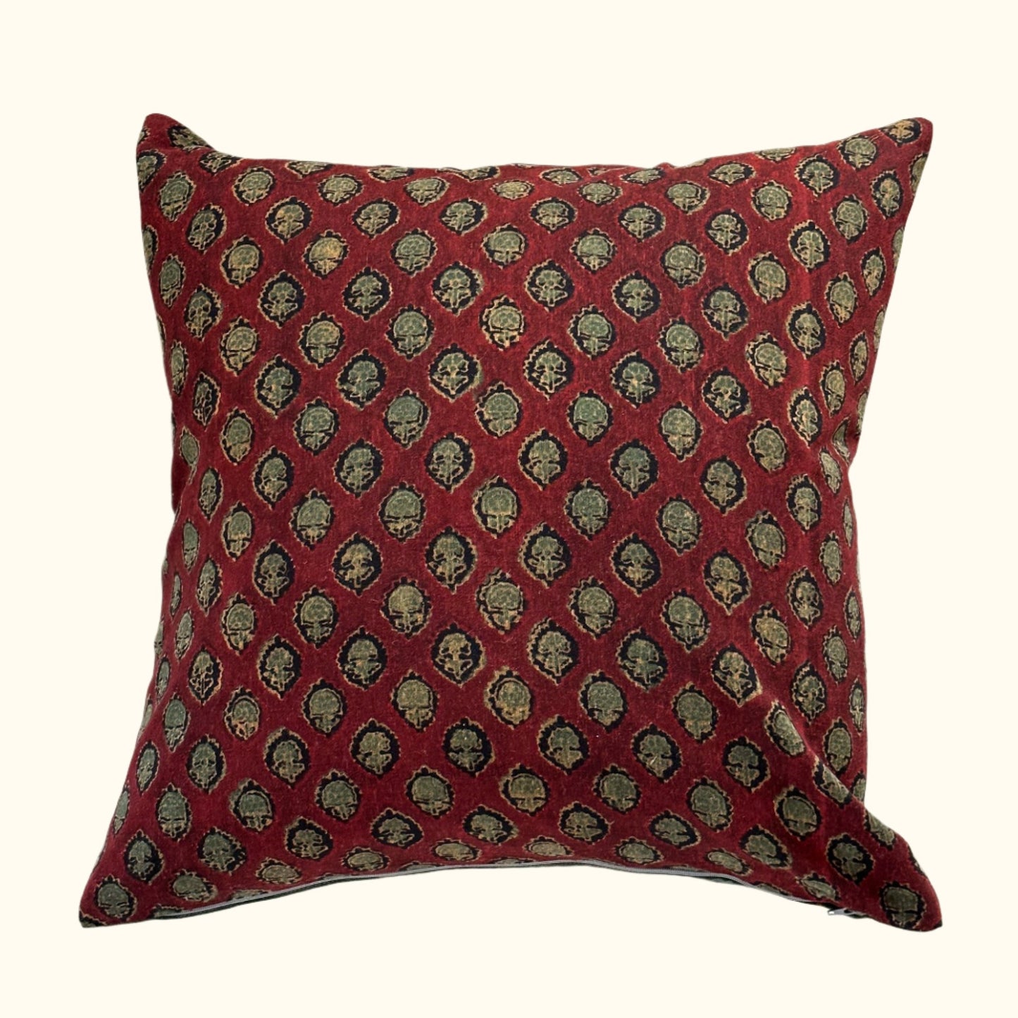 Woven / Block Printed Sari Pillow - 20x20 - India - 226a