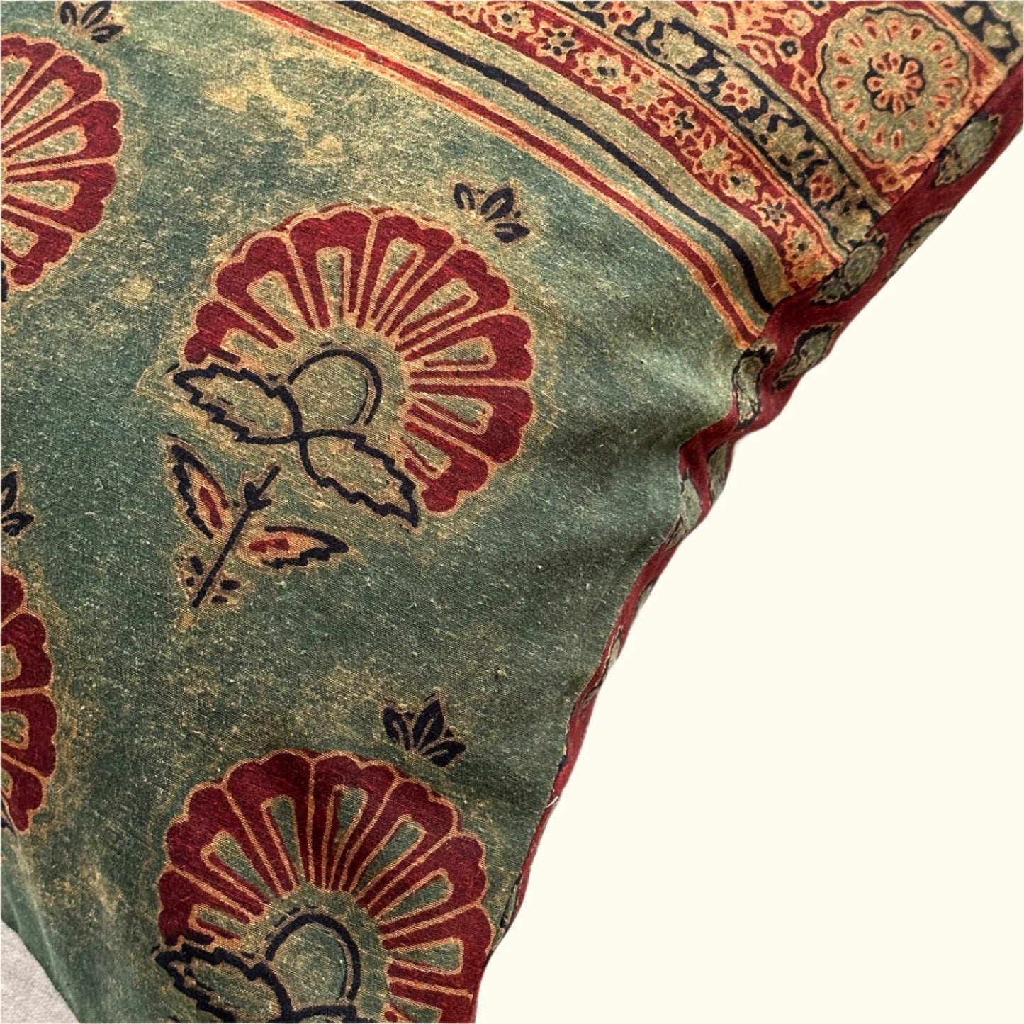 Woven / Block Printed Sari Pillow - 20x20 - India - 226a