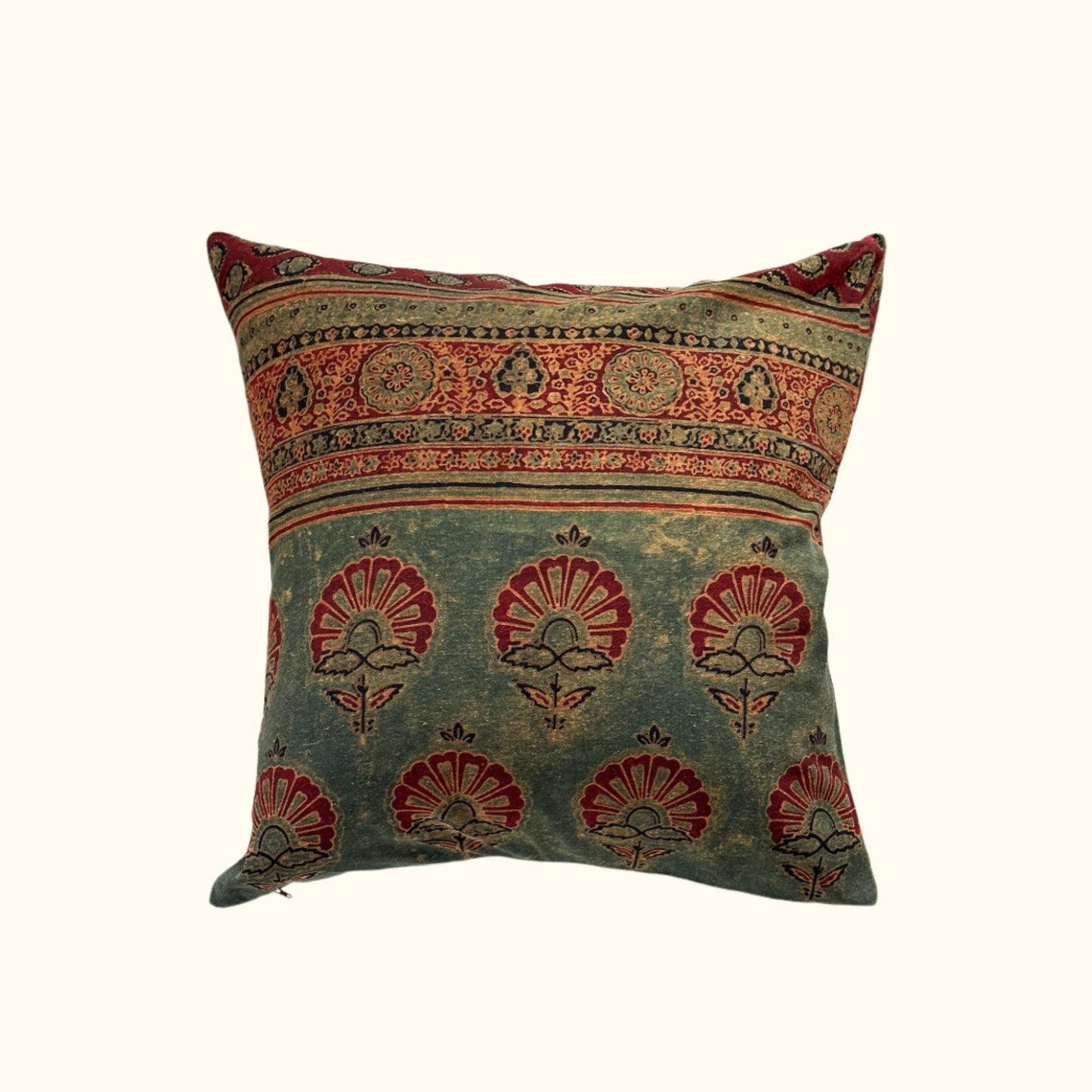 Woven / Block Printed Sari Pillow - 20x20 - India - 226a