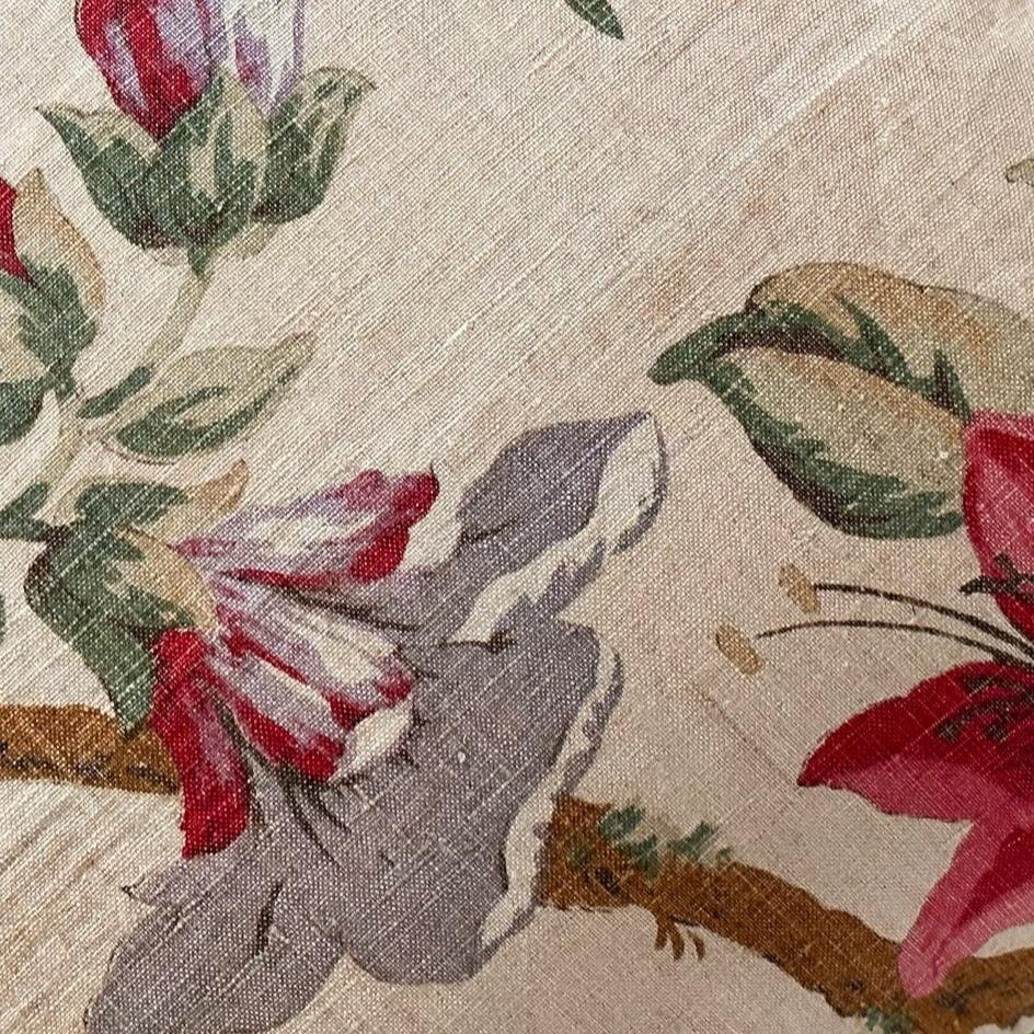 Vintage Linen Floral Pillow - 24x24 - England - 259b