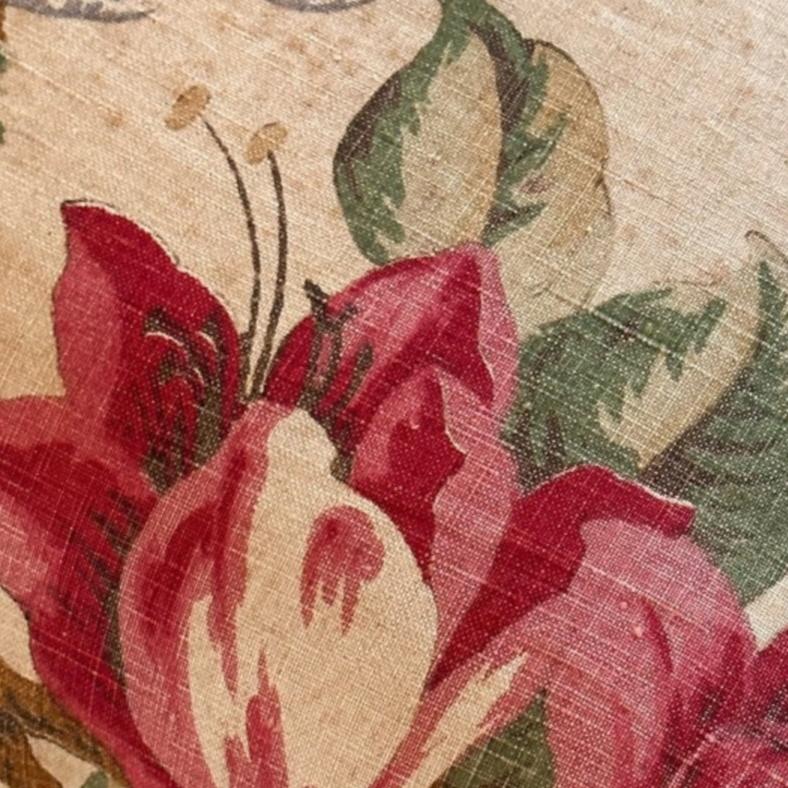 Vintage Linen Floral Pillow - 16x24 - England - 259e
