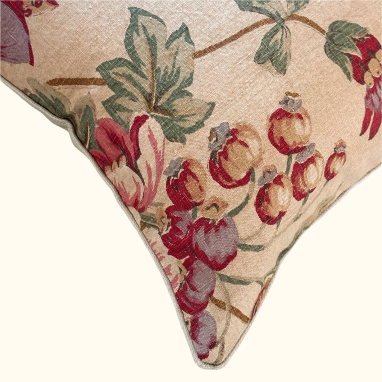 Vintage Linen Floral Pillow - 16x24 - England - 259e