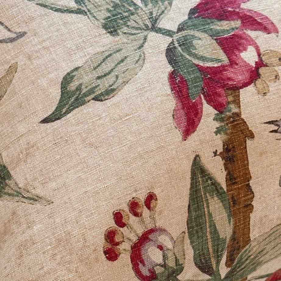 Vintage Linen Floral Pillow - 16x24 - England - 259f