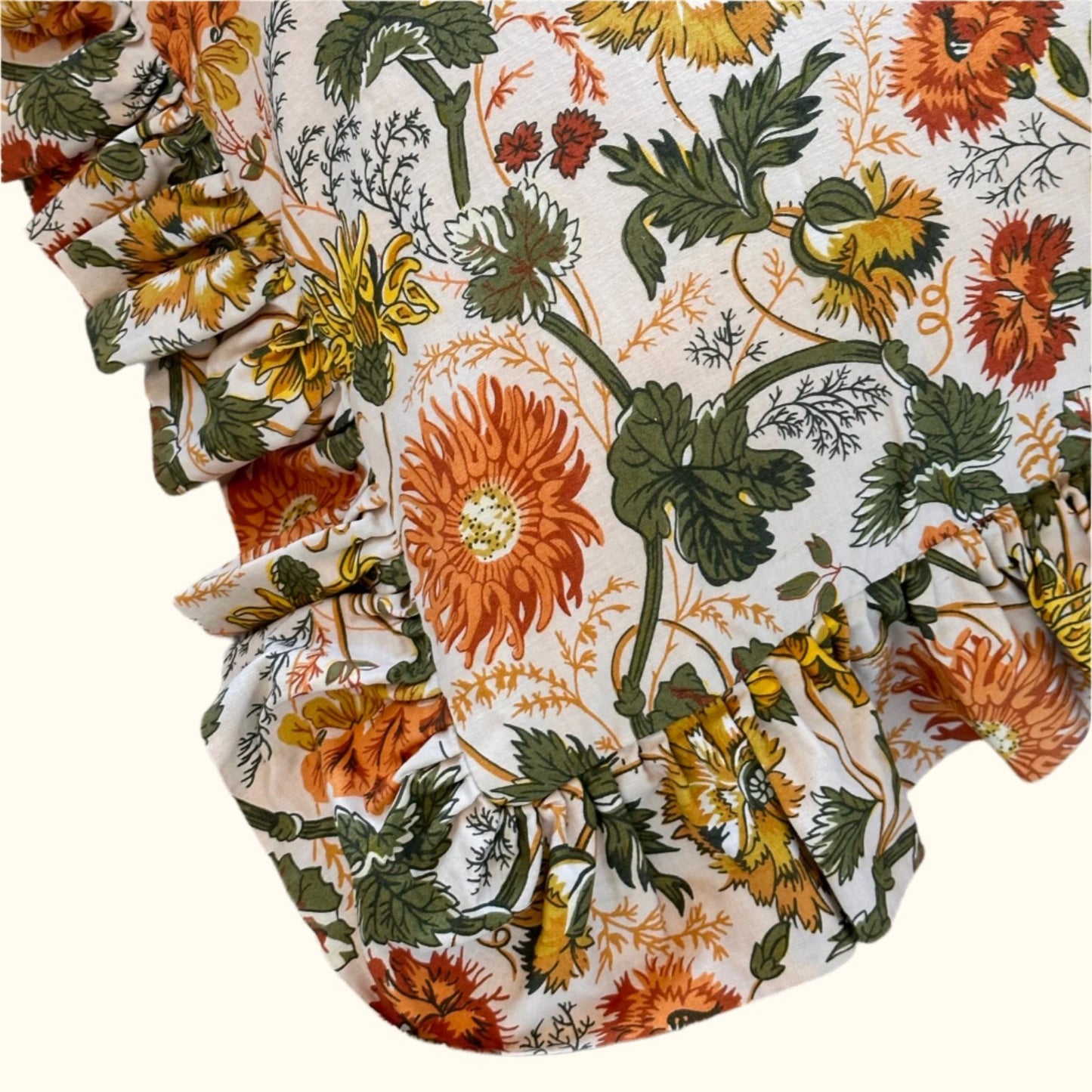 1970's Floral Print Pillow - 16x36 - USA - 2792a