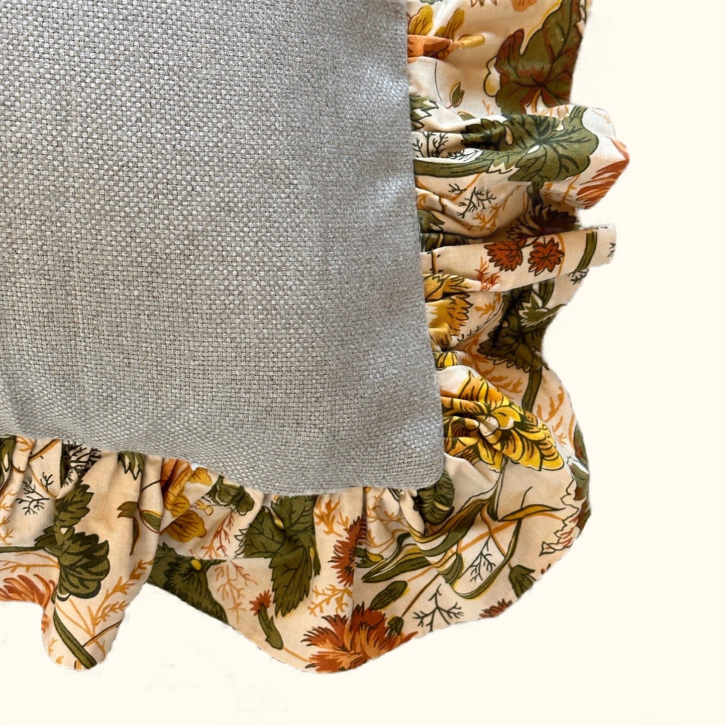 1970's Floral Print Pillow - 16x36 - USA - 2792a