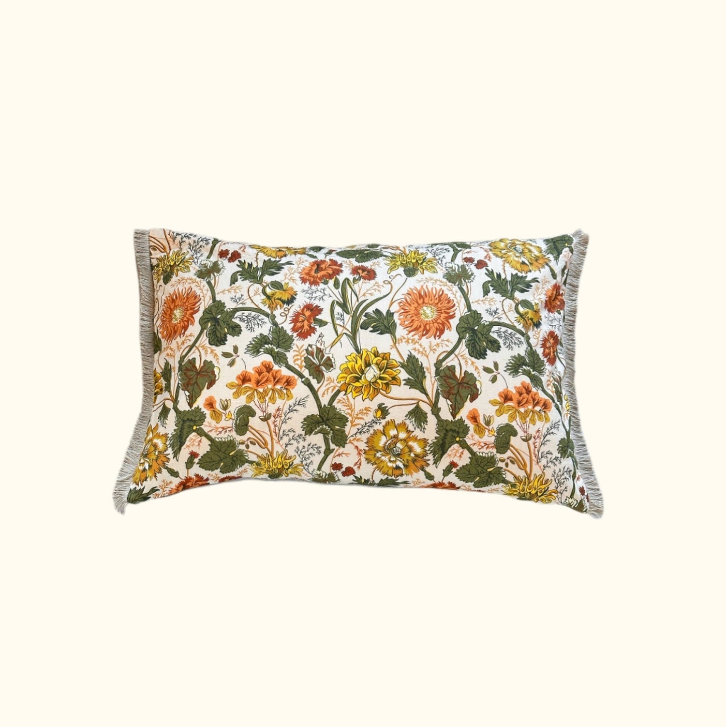 1970's Floral Print Pillow - 16x24 - USA - 2792b
