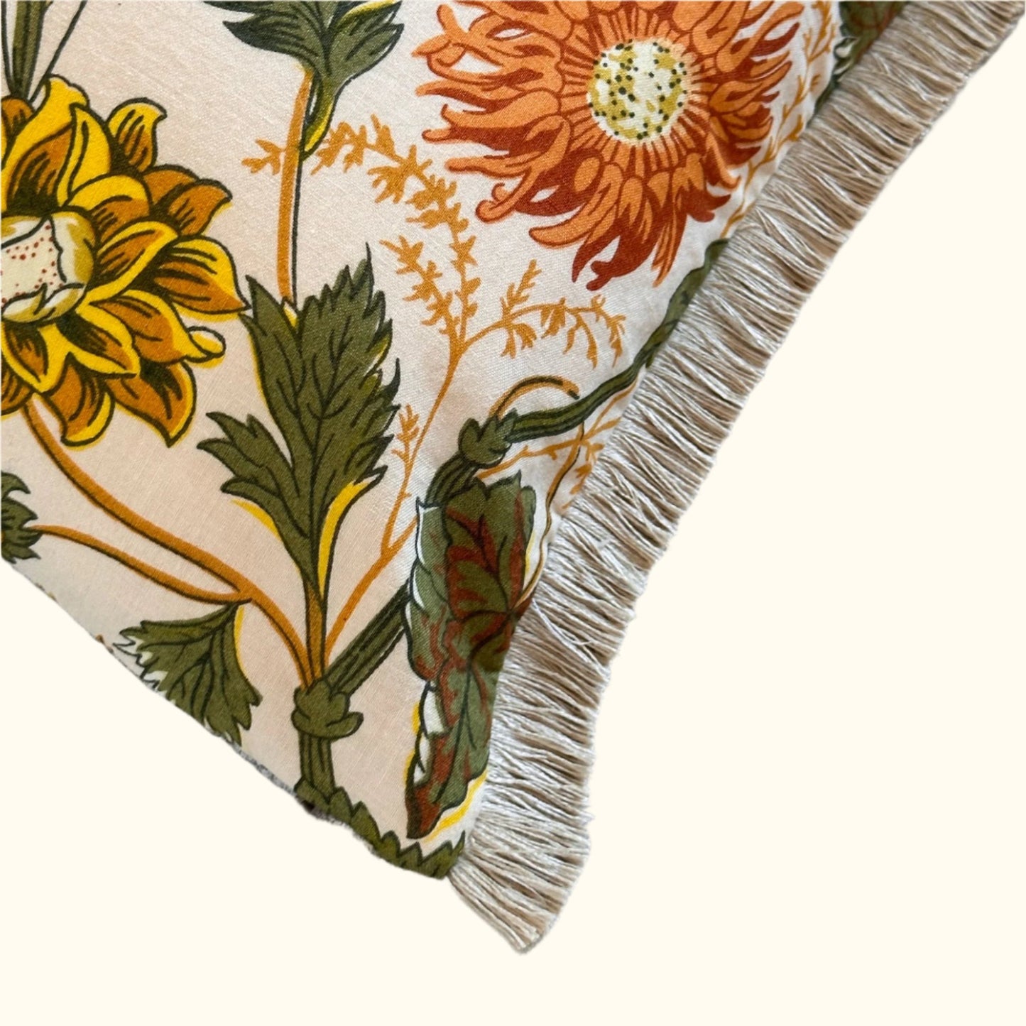 1970's Floral Print Pillow - 11x17 - USA - 2792f