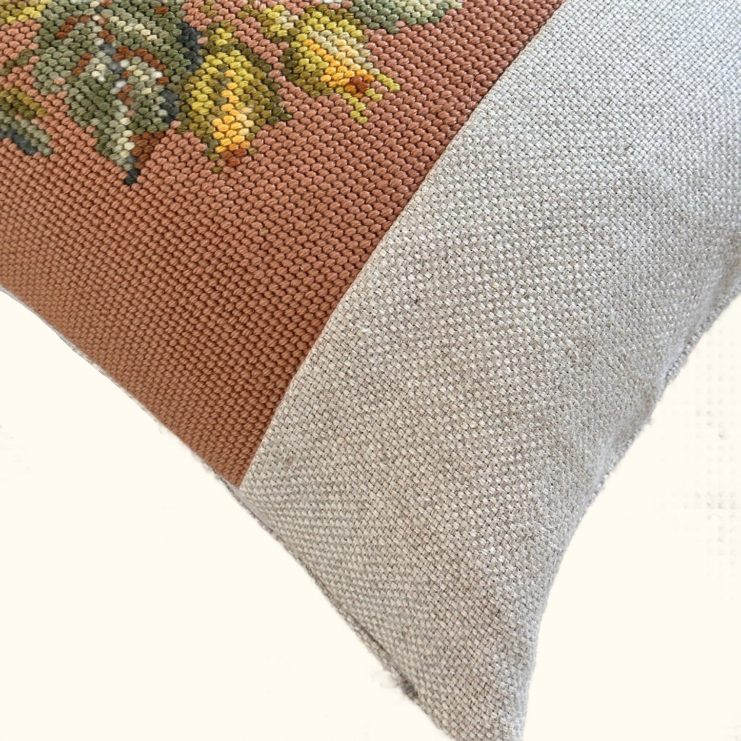 Vintage Needlepoint Pillow - 13x20 - USA - 284a