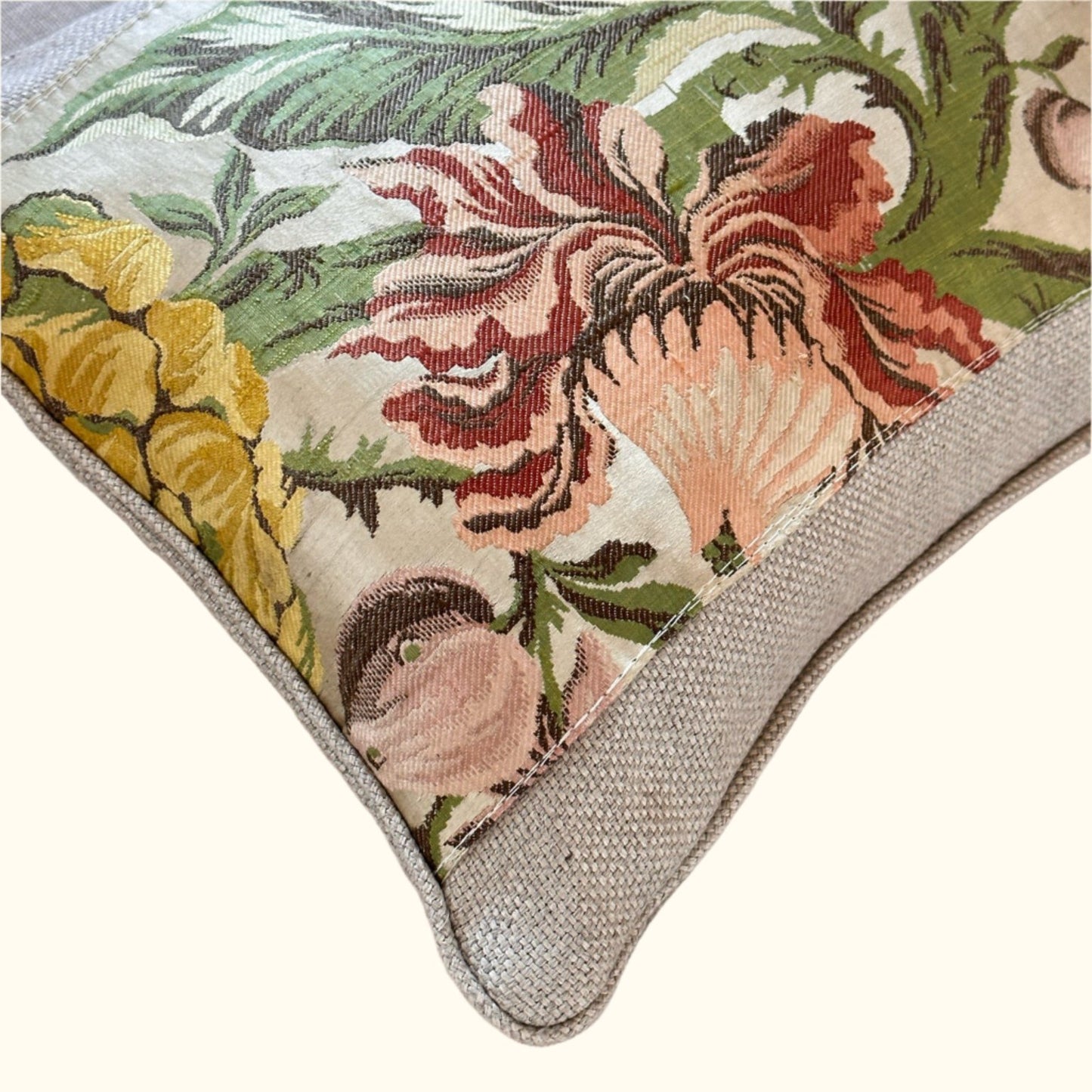 Vintage Silk Brocade Pillow - 11x17 - France - 294a