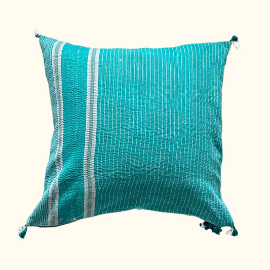 Vintage Kantha Quilt Pillow - 22x22 - India - 346c