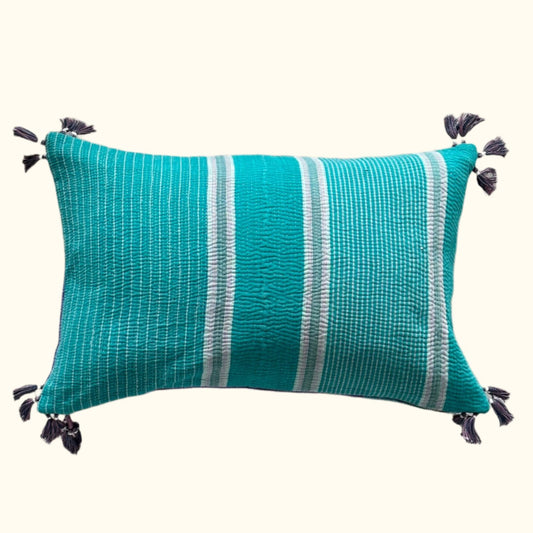 Vintage Kantha Quilt Pillow - 13x20 - India - 346d