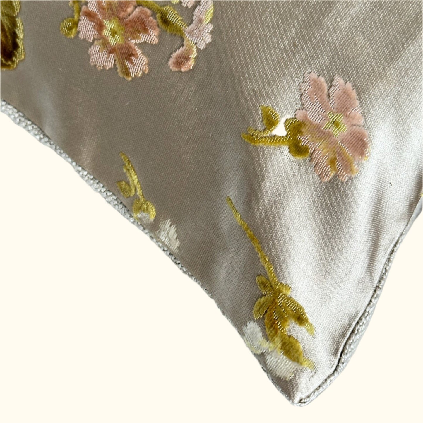 Antique Silk Brocade Pillow - 13x20 - Europe - 349b