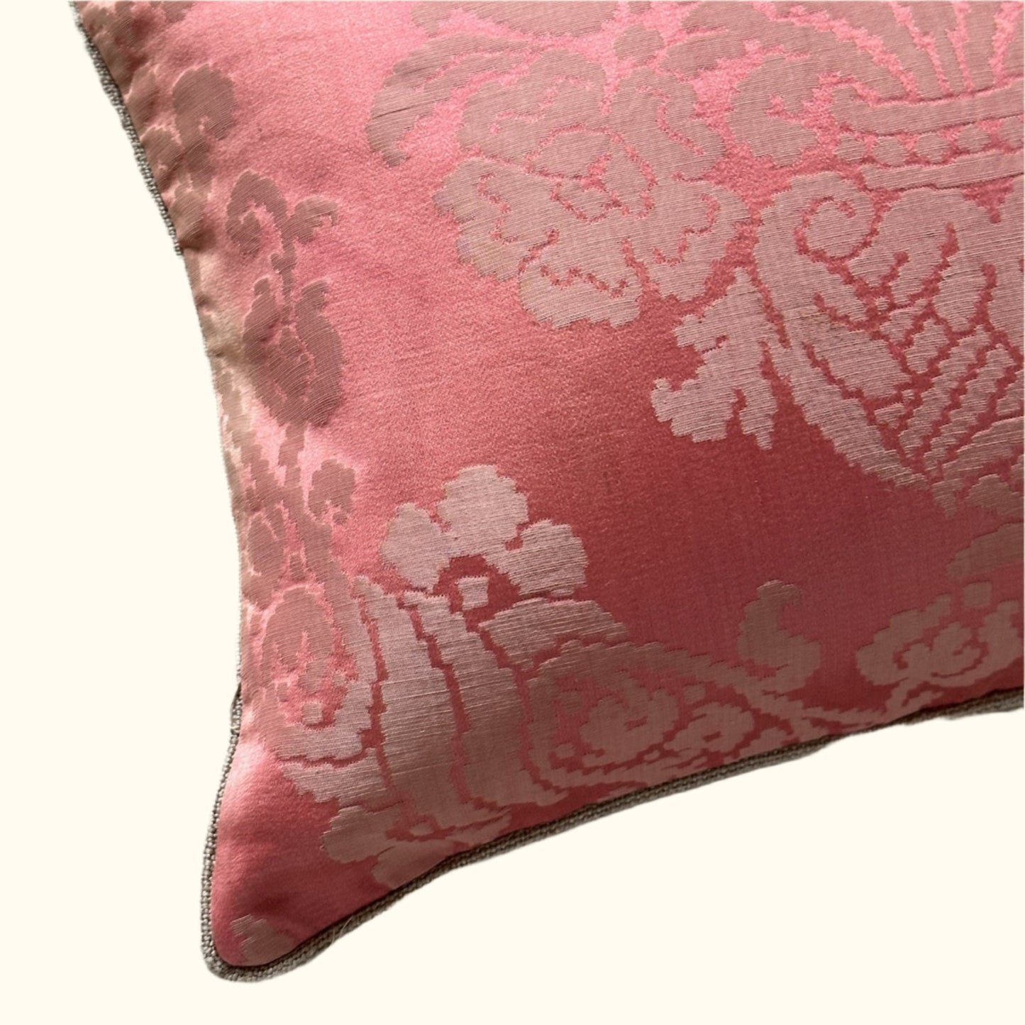 Antique Silk Damask Pillow - 13x20 - Europe - 350b