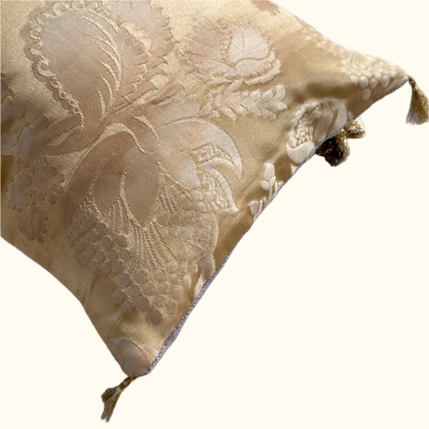 Antique Silk Damask Pillow - 11x17 - Europe - 351c