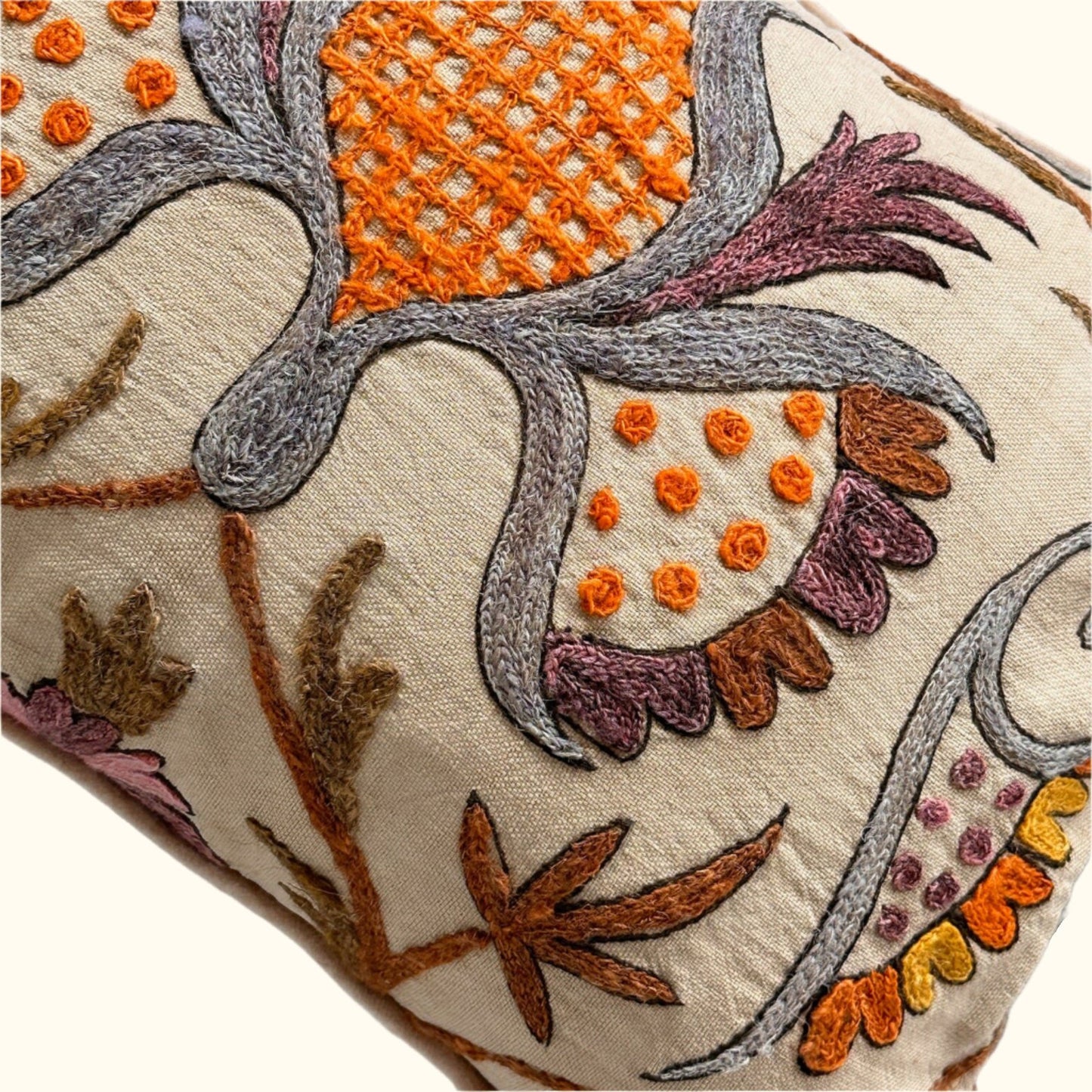 Antique Crewel Embroidery Pillow - 13x20 - England - 352b