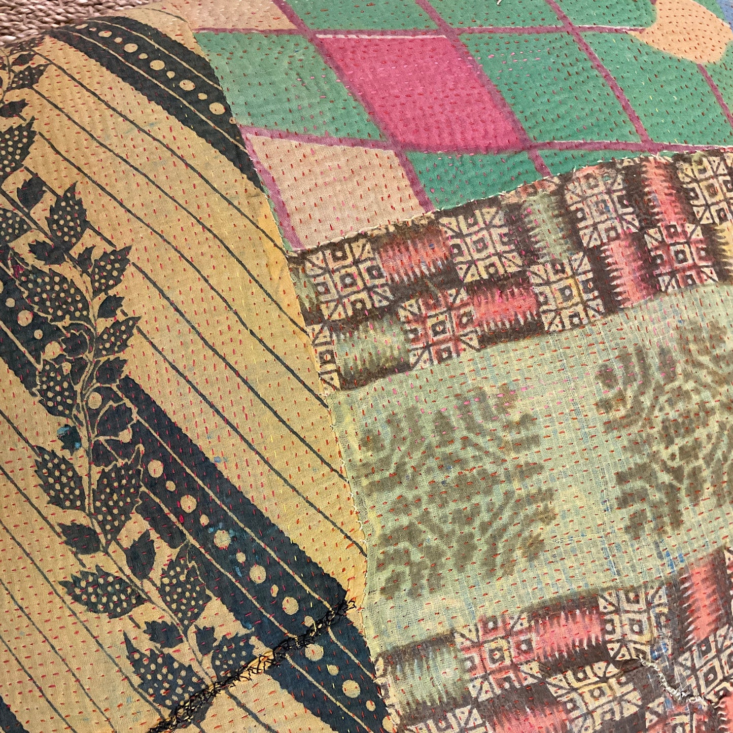 Vintage Kantha Pillow - 20" x 20" - India - 539a