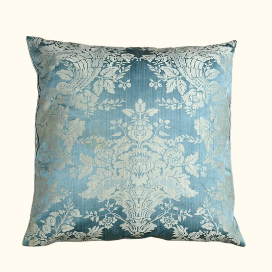 Antique Silk Damask Pillow - 20" x 20" - 323a