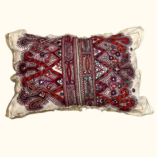 Vintage Embroidered Pillow - 16" x 24" - Afghanistan - 340a