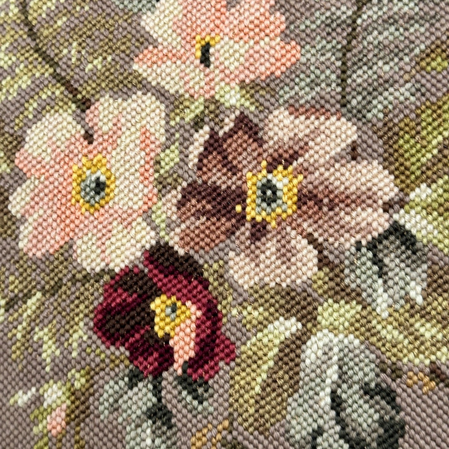 Vintage Needlepoint Pillow - 22" X 22" - 358a