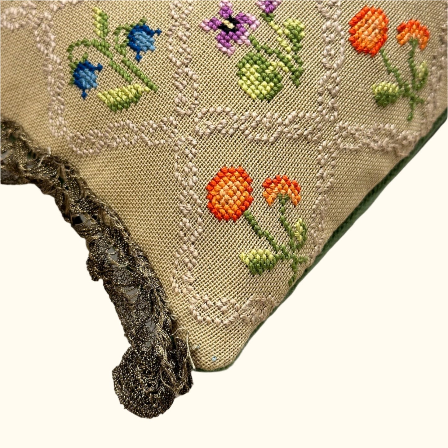 Vintage Petit Point Pillow - 11' x 17" - Turkey - 368a