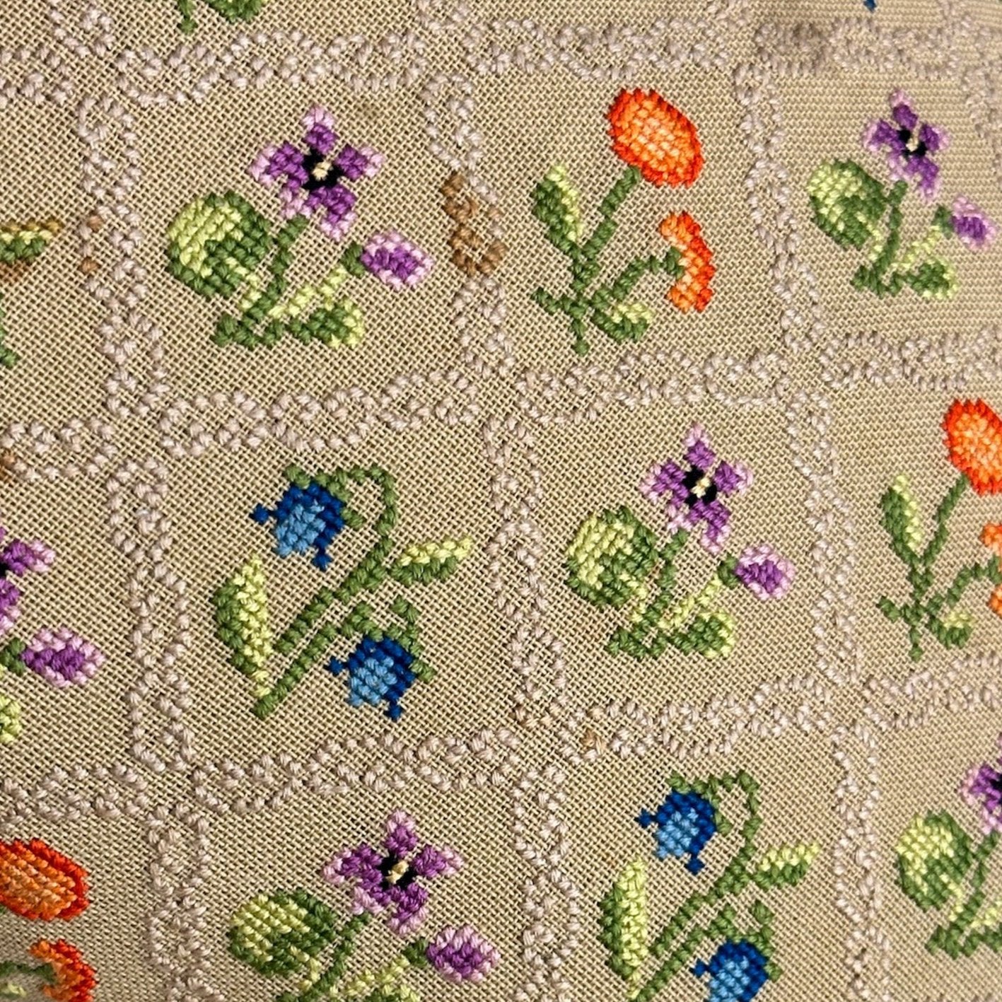 Vintage Petit Point Pillow - 11' x 17" - Turkey - 368a