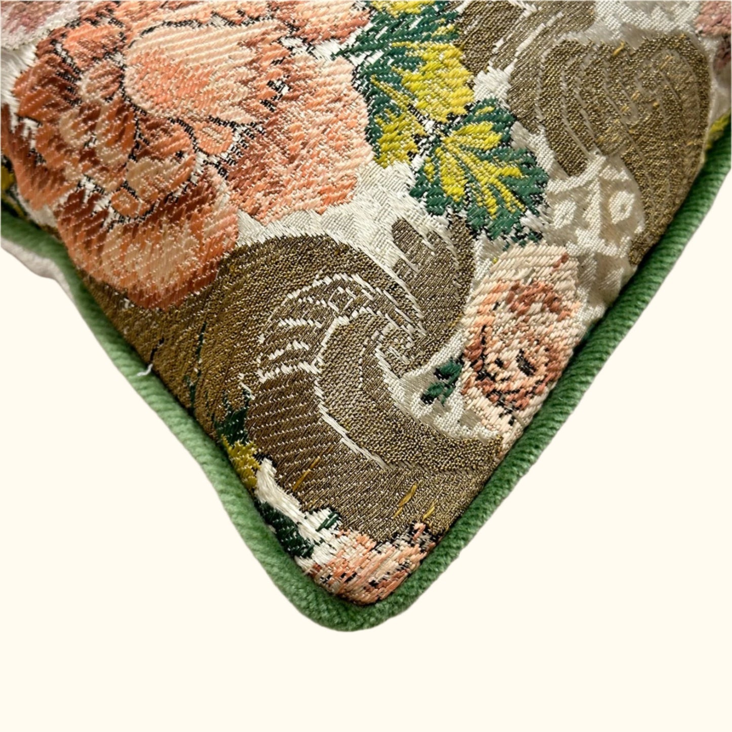 Antique Silk Brocade Pillow - 11" x 17" - France - 333b