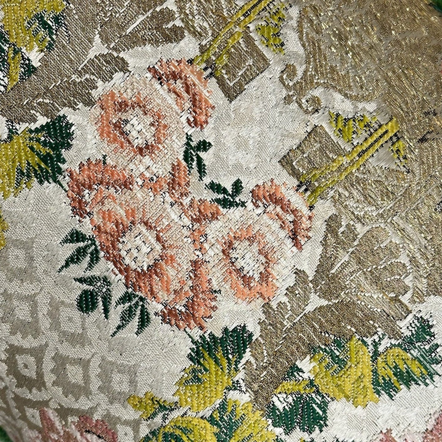 Antique Silk Brocade Pillow - 11" x 17" - France - 333b