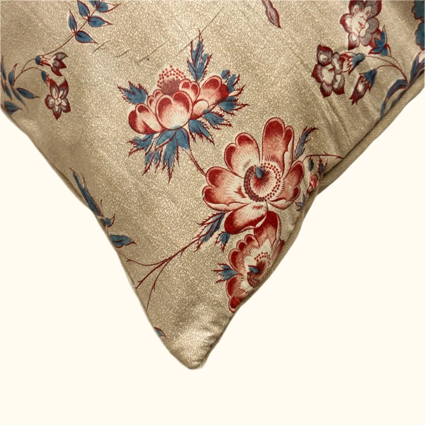 1830's Antique Cotton Chintz Pillow - 24" x 24" - England - 324a