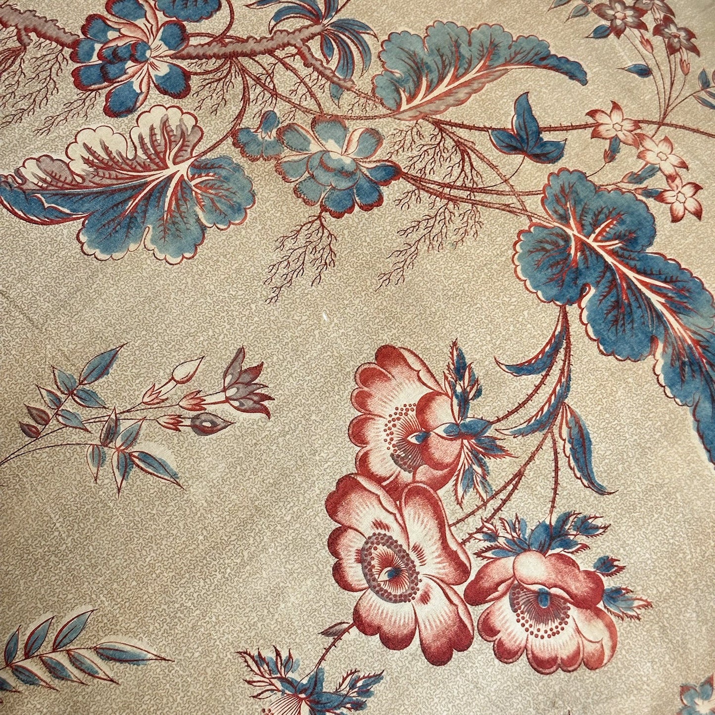 1830's Antique Cotton Chintz Pillow - 24" x 24" - England - 324a