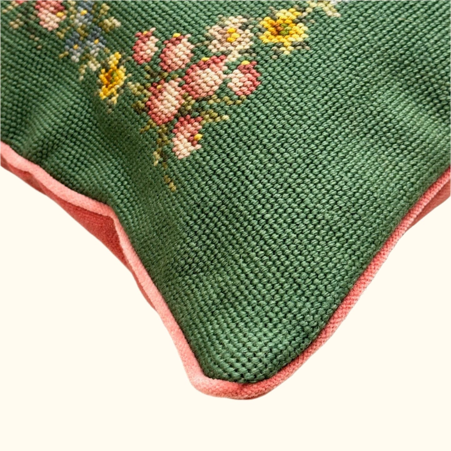 Vintage Needlepoint Pillow - 16" x 16" - 360a