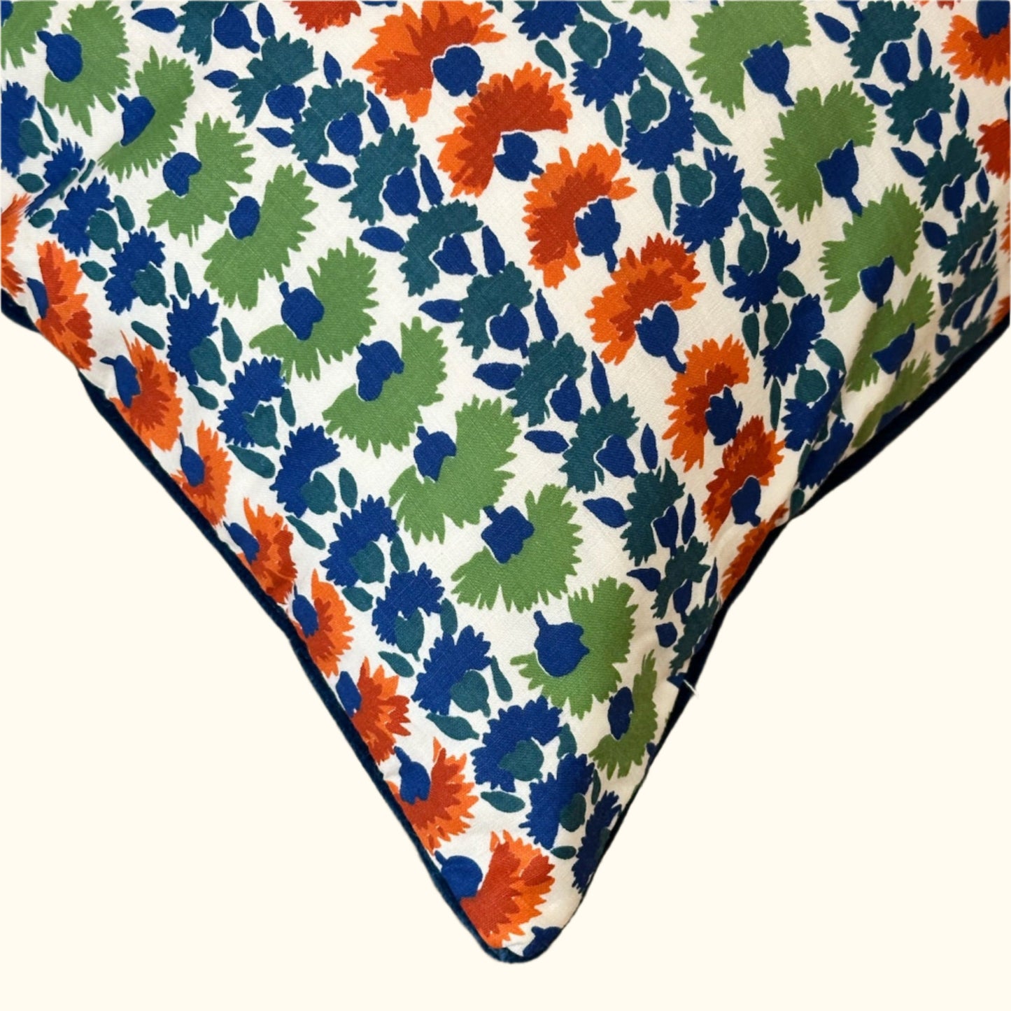 Cotton Striped Floral Pillow - 16" x 24" - USA - 414a
