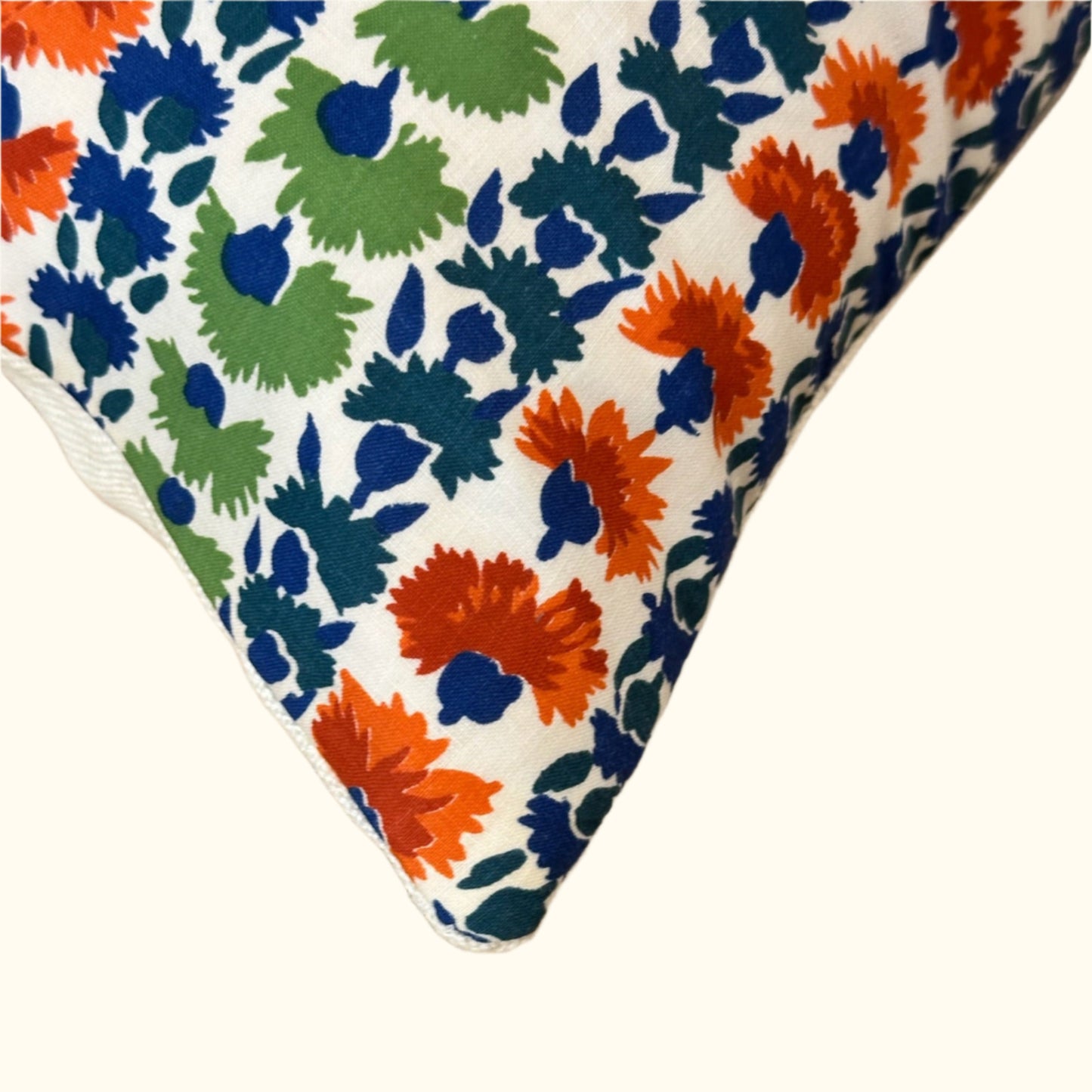 Cotton Striped Floral Pillow - 10" x 17" - USA - 414d