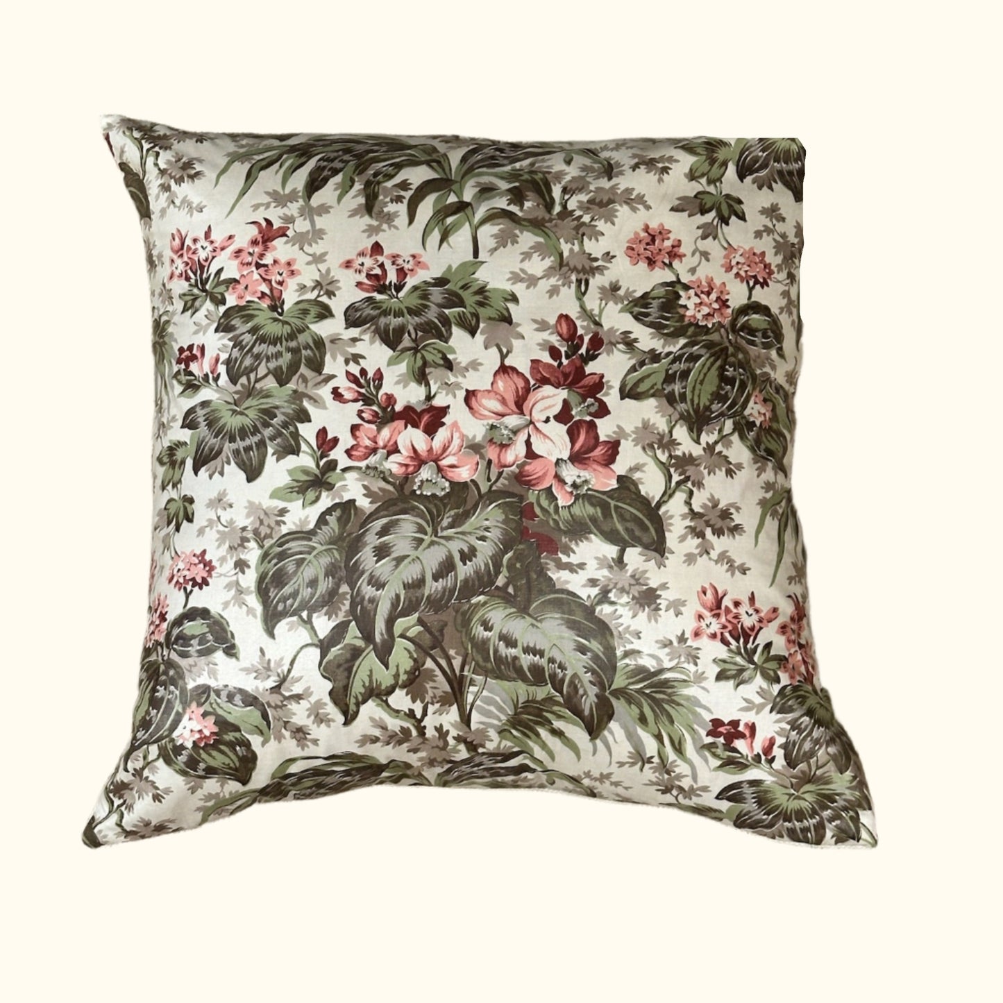 Vintage Floral Chintz Pillow - 22" x 22" - England - 334a