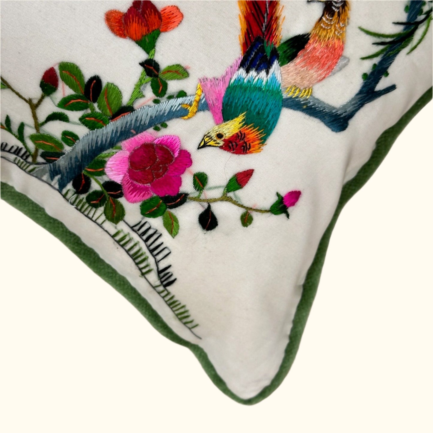 Vintage Silk on Silk Embroidered Pillow - 9" x 11" - China - 320c