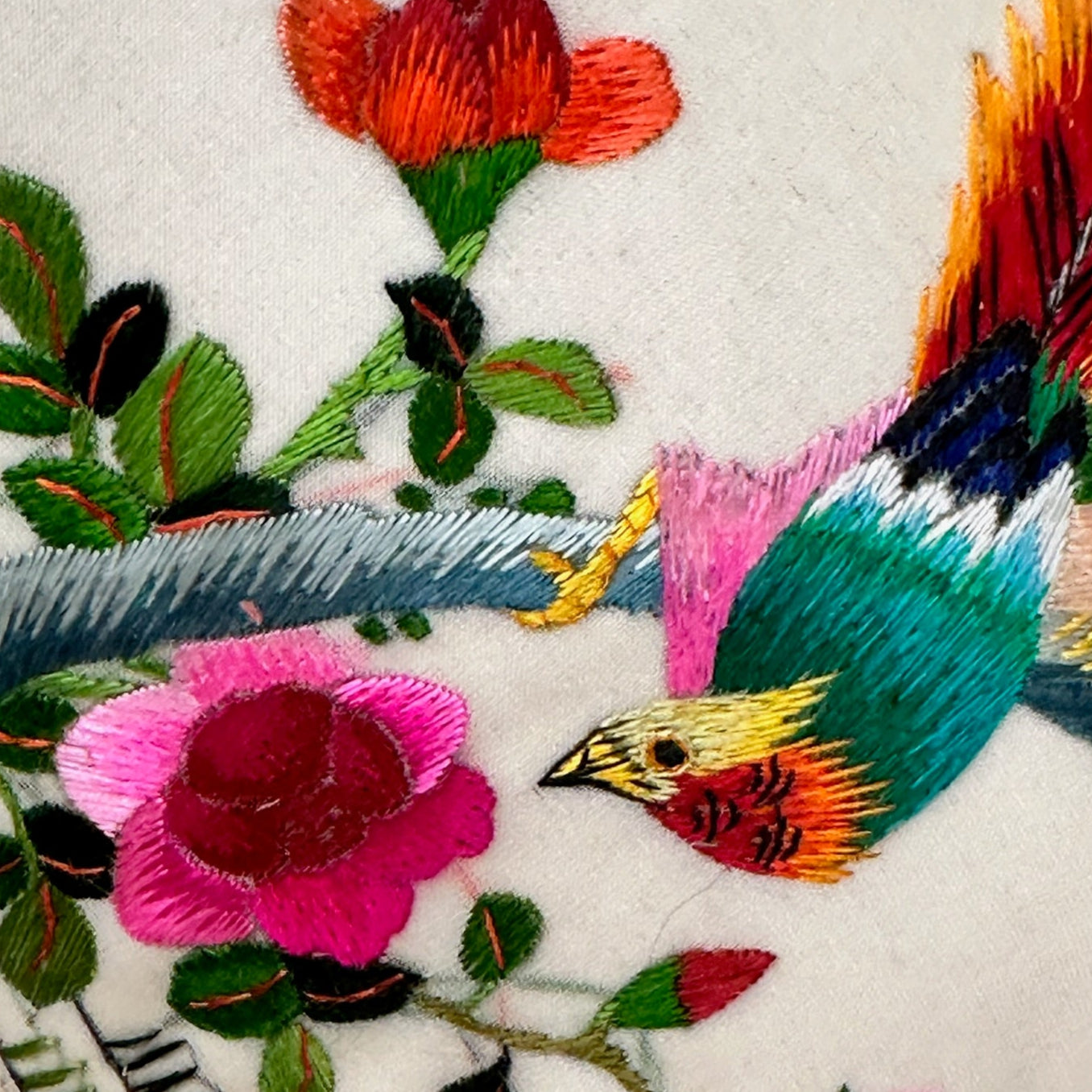 Vintage Silk on Silk Embroidered Pillow - 9" x 11" - China - 320c