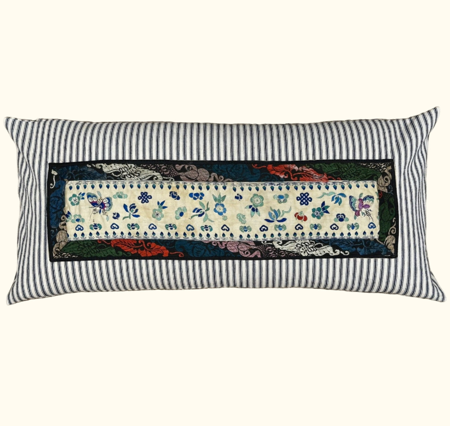 Antique Chinese Embroidered Pillow - 12x26 - China - 362