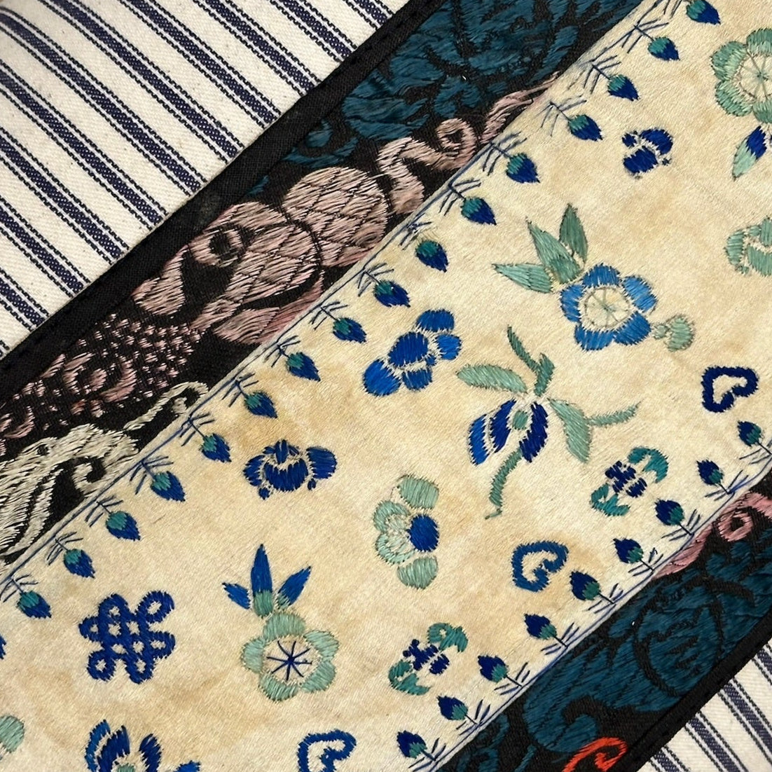 Antique Chinese Embroidered Pillow - 12x26 - China - 362