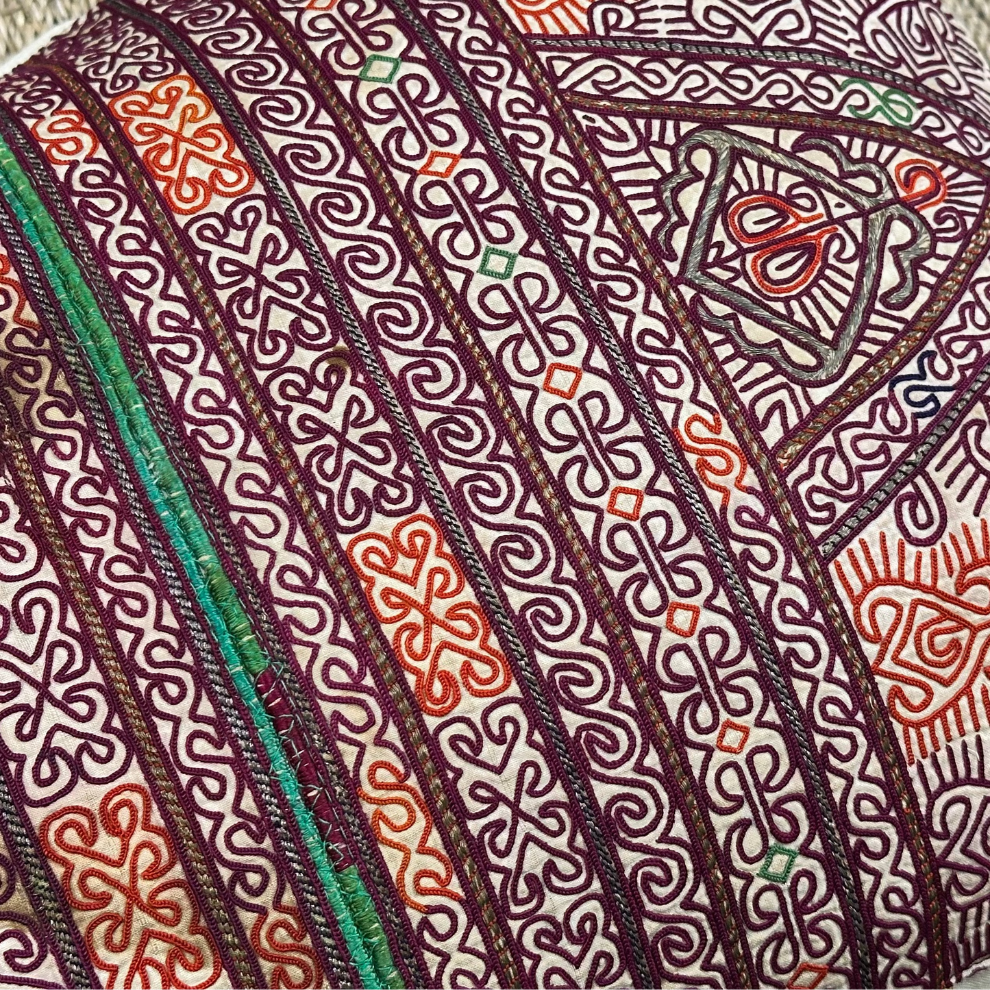 Antique Hand Embroidery Pillow - 16" x 24" - Afghanistan - 341a