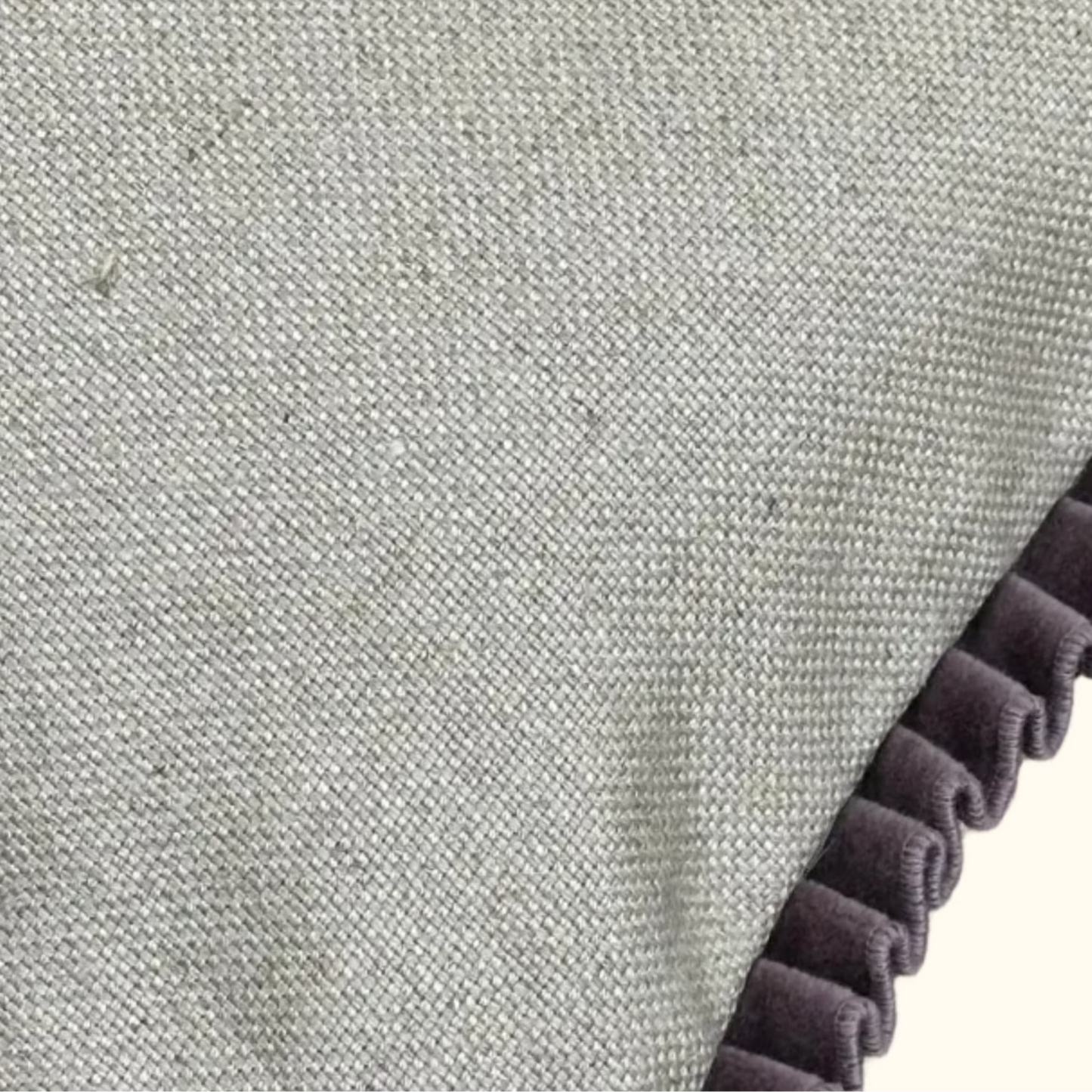 Natural Linen Pleated Purple Velvet Pillow - 13" x 20" - USA - 105b