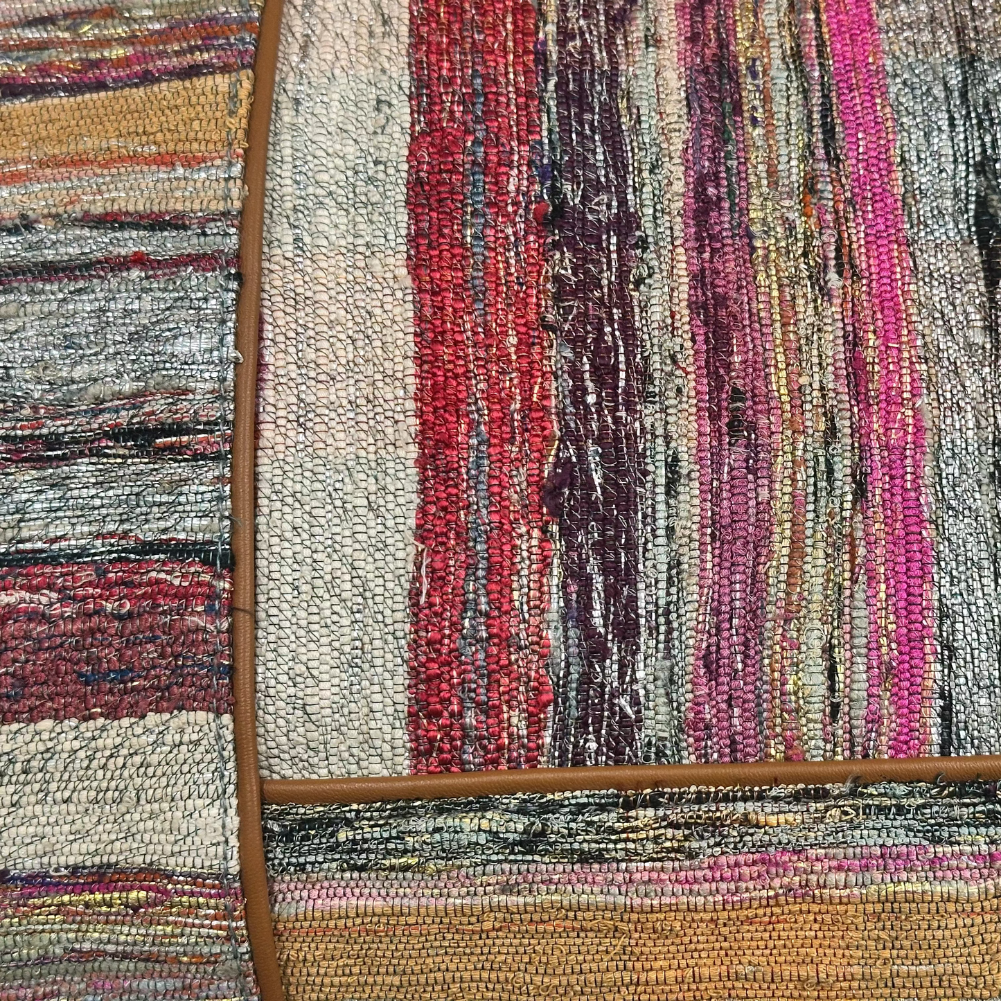Vintage Recycled Yarn Runner Pillow - 13 x 20 - Japan - 552a