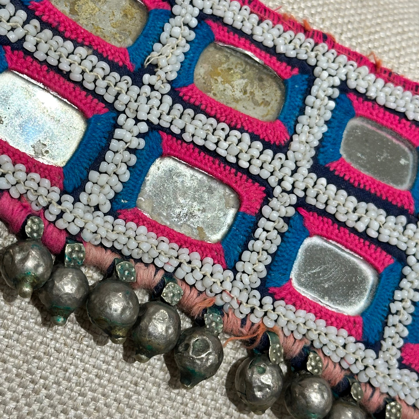 Vintage Banjara Belt Pillow - 10" x 27" - India - 475a
