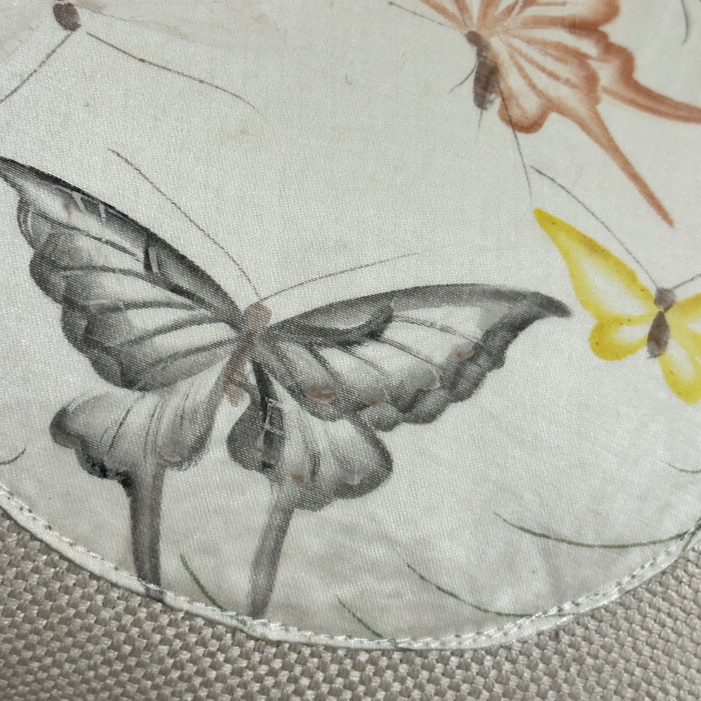 Vintage Hand Painted Silk Pillow - 11" x 17" - 539a