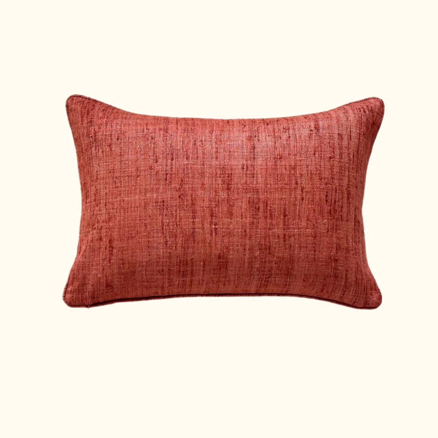 Rust Wild Silk with Piping Pillow - 16" x 24" - India