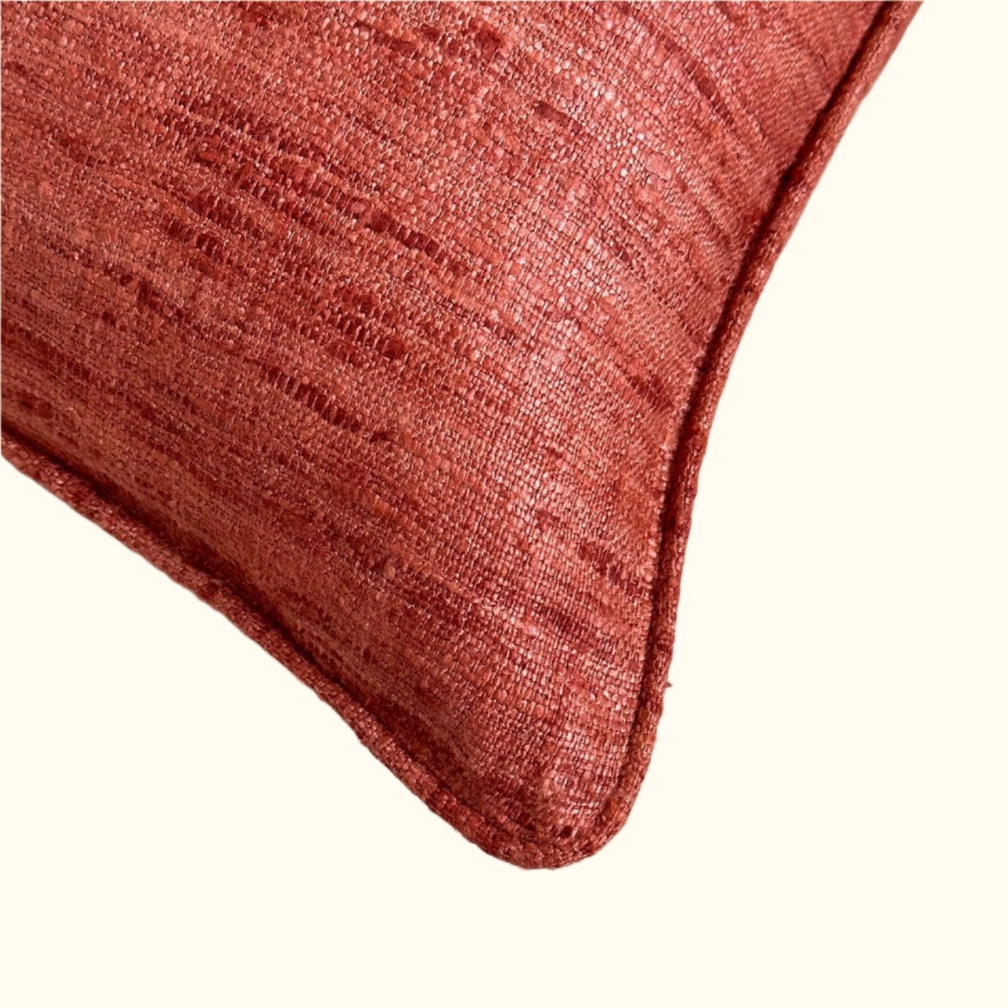 Rust Wild Silk with Piping Pillow - 16" x 24" - India